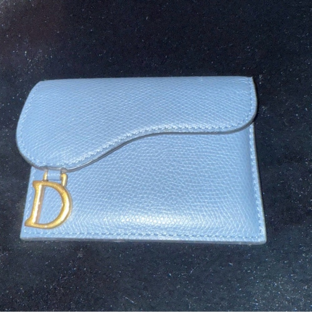 Dior Light Blue Wallet with Gold Accent - Picture 1 of 4
